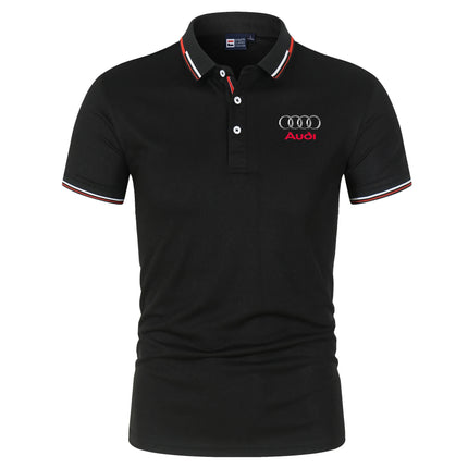 Men's T-shirt, short-sleeved polo shirt, summer, Audi car print product, fashionable and breathable, car beauty and maintenance,