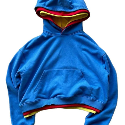 26 Spring Street Style: Three-Layer Color-Striped Surface Y2K Style Personalized Pullover Hoodie for Campus Street Style Photogr