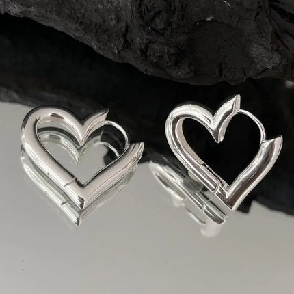 925 Sterling Silver Heart LOVE Wedding Hoop Earrings for Women Engagement Luxury Jewelry Accessories Gifts