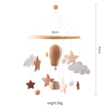 Hot Air Balloon Baby Rattle Toys Wooden Mobile Musical Bed Bell Hanging Toy 0-12 Month Newborn Infant Crib Gift Holder Brackets