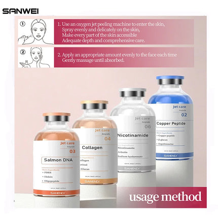 Facial Stem Cells Serum Salmon+VC+Peptide +Nicotinamide Oxygen Spray Dermapen 4 Different Booster Ampule Kit  Jet Care Peeling