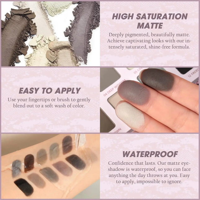 Afflano 12 Colors Eyeshadow Palette Powder Matte Shimmer Nude Beige Brown Natural Colors Highly Pigmented Blendable Eye Makeup