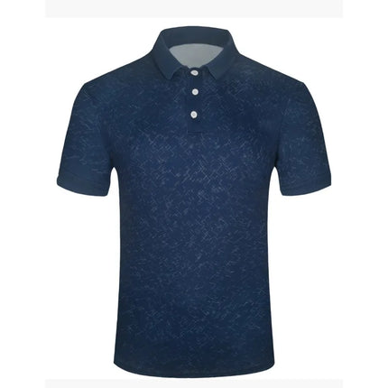 Summer Variegated Pattern Design Men's Short-sleeved White Button-up Polo Shirt Comfortable and Casual Daily Wear Polyester