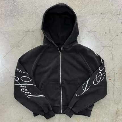 American Street Fashion Trend Joker Zipper Hoodie Women Harajuku Y2K New Hip Hop Punk Loose Sweatshirt Couple Casual Warm Hoodie