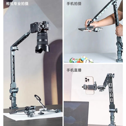 Aluminum Alloy Boom Arm Stand, 360° Rotatable Desktop Mount for Live Streaming, Video Recording, Phone iPad Tablet Holder