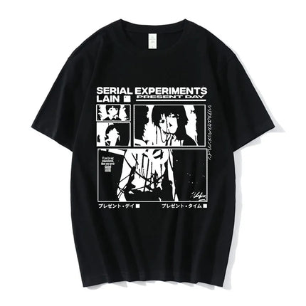 Anime Serial Experiments Lain T-Shirt Men Women Graphic T Shirts Unisex Iwakura Manga Girl Sci Fi Short Sleeve Tee Tops 62463