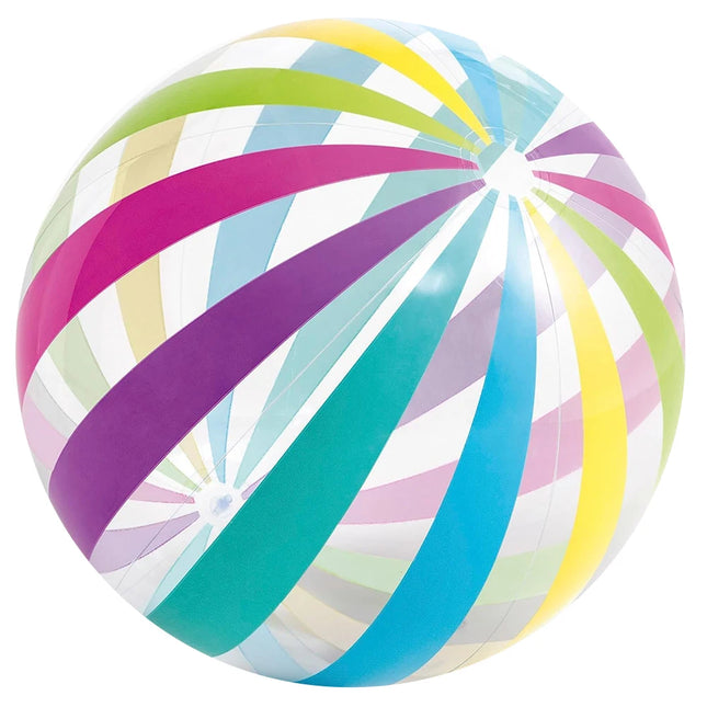 1 lorful Dots & Stripes PVC Inflatable Ball - Transparent Printed Toy for Pool Parties, Family Games, Kids Play, Indoor/Outdoor