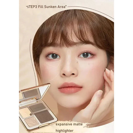 Judydoll Facial Highlighter Makeup Palette Matte Shadow Shimmer Nose Natural Long Lasting Contour Cosmetics Makeup