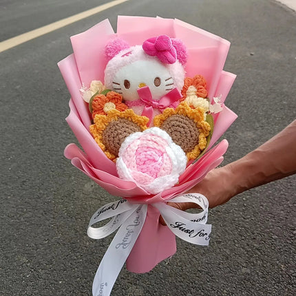 Hello Kitty Cartoon Plush Bouquet  Anime Rose Flowers Doll Home Wedding Decoration Christmas Valentine's Day Gift