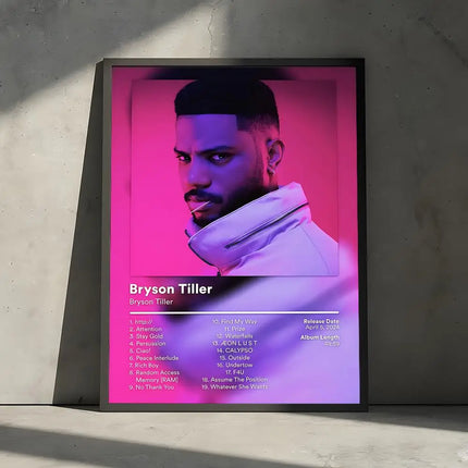B-Bryson Tiller Rapper Album Painting Calligraphy Canvas Poster Hallway Bedroom Living Room Home Bar Decoration Interior Wall