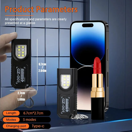 Rechargeable Mini Keychain EDC Flashlight Super Bright Magnetic Torch Light with Pen & Hat Clip for Outdoor & Fishing