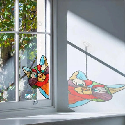 Cat Peeping Glass Window Self-adhesive Stickers Waterproof Moisture-proof Glass Film, Bedroom Living Room Car Window Decoration