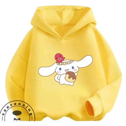 Autumn Winter Outdoor Casual Cinnamoroll Hooded Sweatshirt 3-14Y Boys Girls Cute Kawaii Cartoon Street Hot Fashion