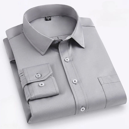 Men's Purple Long-Sleeve Shirt for Commuting: Non-iron, Wrinkle-resistant, Slightly Stretchy, Quick-drying Casual Shirts.