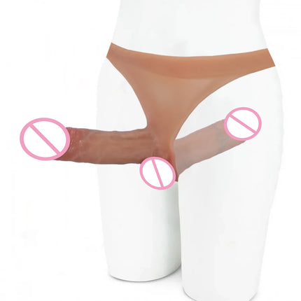 Double dildo Silicone double Penetration anal Strap on dildos For Lesbian Wearable chastity Pants Strapon Penis 18+Sex Toy women