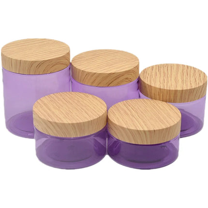 25pcs/lot Empty 100-250g Eye/Face Cream Jar Facial Mask Plastic Makeup Container Lotion Cosmetic Bottle With Imitation Wood Lid