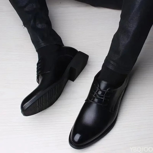 2025 New Fashionable Versatile Men's Height-Increasing Shoes, Spring British Casual Business Flats, Comfortable Casual Shoes