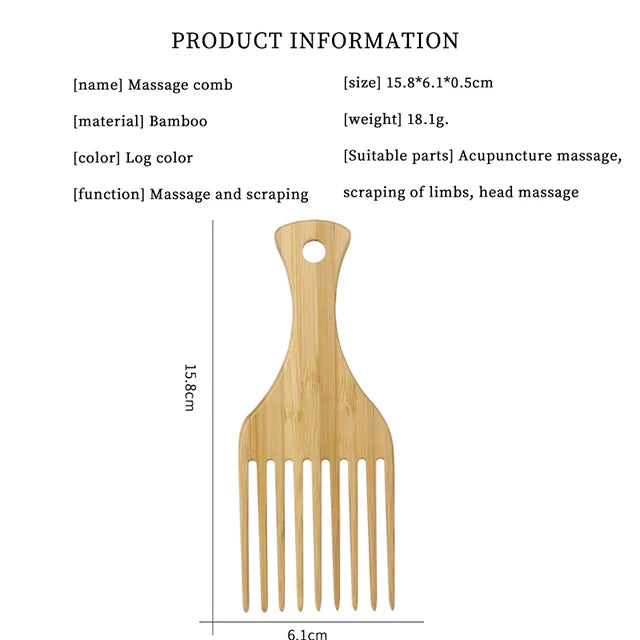 1 wooden and bamboo wide-tooth comb, curly hair, anti-static salon hair styling tool