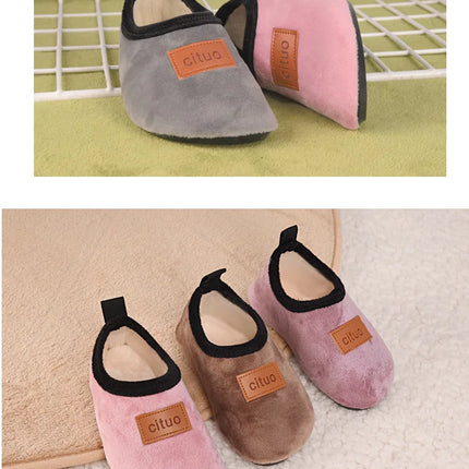 Kids Floor Sock Shoes Winter Thick Warm Girls boys Shoes Non-slip Soled Soft Plush Children Indoor Cotton Shoes