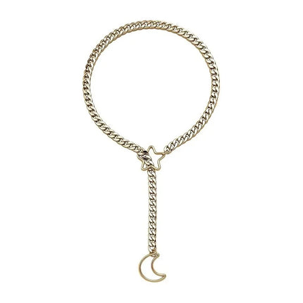 Womens Heart Slip Chain Necklace for Women with Rainstone Lock and Key Cuban Link Chunky Punk Rock Stainless Steel Choker