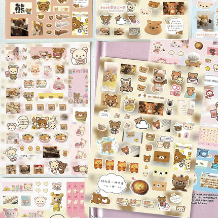 8PCS Cartoon Rilakkuma Cute Stickers DIY Cut Membrane Hand Account Decoration Sticker Children’s Gift Decals Toy
