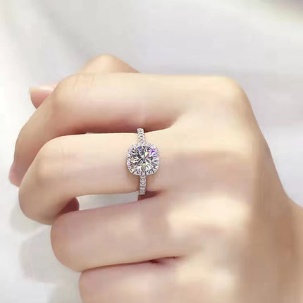 AETEEY Moissanite Diamond Square Ring D Color 1CT 2CT Real 925 Sterling Silver For Women Wedding Fine Jewelry RI018