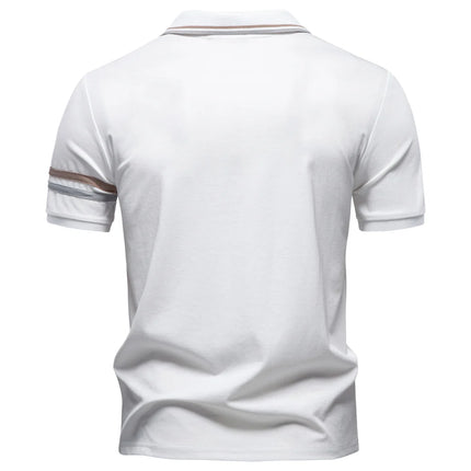 AIOPESON Men's Lightweight Breathable Polo Shirt Half Zipper Collar Solid Color Casual Summer Fashion Top