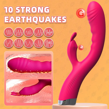 Waterproof G-Spot Rabbit Vibrator 10 Modes Strong Vibration Clitoral Stimulator Adult Toy with Powerful Massage for Fun Game