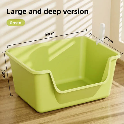 Cat Litter Box, Giant Anti-Splash Semi-Enclosed Cat Toilet, Giant Pet Litter Pan for Indoor Cats