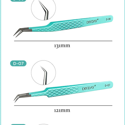 DIYDAY Anti-Slip Tweezers, High-Density Fiber Tip for Eyelash Extensions & Eyebrow, Professional Precision Beauty Tools