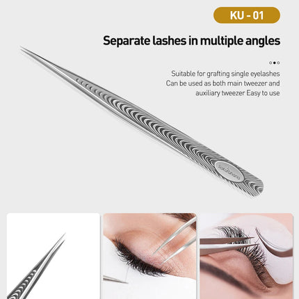 SAKURAHANA Anti-Static Eyelash Tweezers Professional High Precision Volume Extension Stainless Steel Anti-slip Makeup Tool