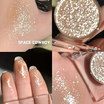 Long-Lasting Glitter Eyeshadow -Radiant High Shine,Face and Eye Highlighter,Sparkling Powder Eye Makeup for Eyelids & Cheekbones