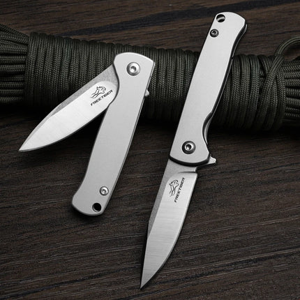 FREETIGER All Steel Pocket Knife D2 Blade 420 Stainless Steel Handle Fruit Keychain Pocket Tool Outdoor Camping Small EDC Knives