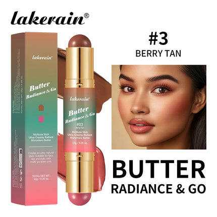 Lakerain Butter Makeup Stick Nature Bronze Colored Matte Effect Moisturizing Smooth Dual-head Design Multi-purpose Makeup Stick