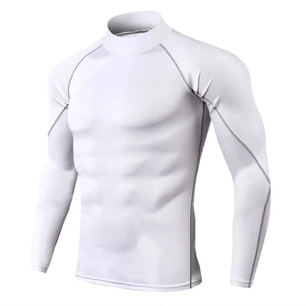 Men's Workout Compression Shirt Turtleneck Long Sleeve Rash Guard Gym Base Layer Athletic Undershirt Gear Sports Shirt