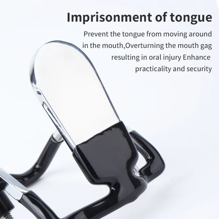 Stainless Steel BDSM Gag with Tongue Press Adjustable Metal Mouth Restraint Mouth Plug Slave Deep Throat Gag Restraint for Adult