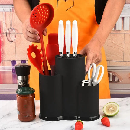 Multifunctional Universal Knives Holder 2/3 Grid Plastic Kitchenware Drain Rack Black/White Flatware Storage Box Fork