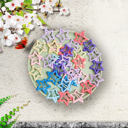10pcs Colorful Star BB Hair Clips Girls Y2K Cute Star Barrettes Women Simple Metal Snap Clip Headdress Hair Jewelry Accessories