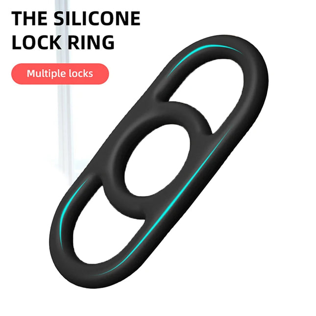 【SA】3 Holes Penis Lock Ring Sex Toys For Men Cock Rings Delay Ejaculation Dick Enlargement Silicone Strengthen Erotic Products