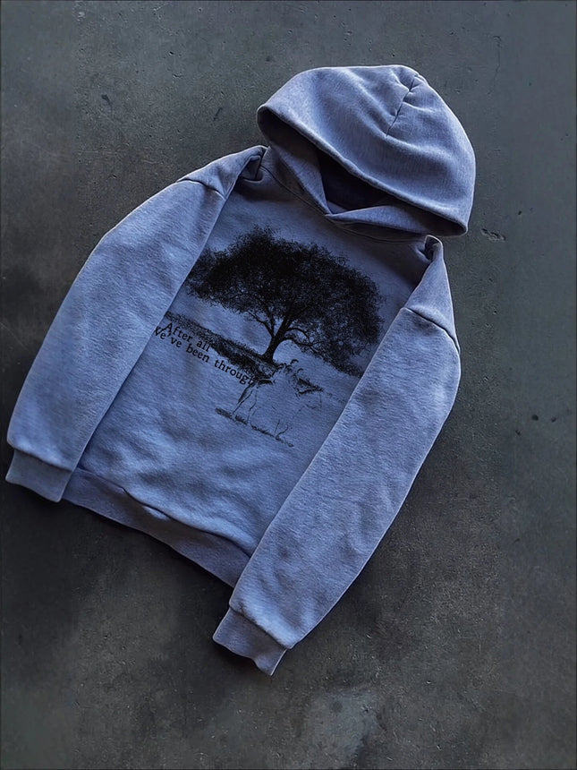 Summer New Printed Pocket Less Sweatshirt Long Sleeved Pullover Hoodie Retro Jacket Street Wear Y2K