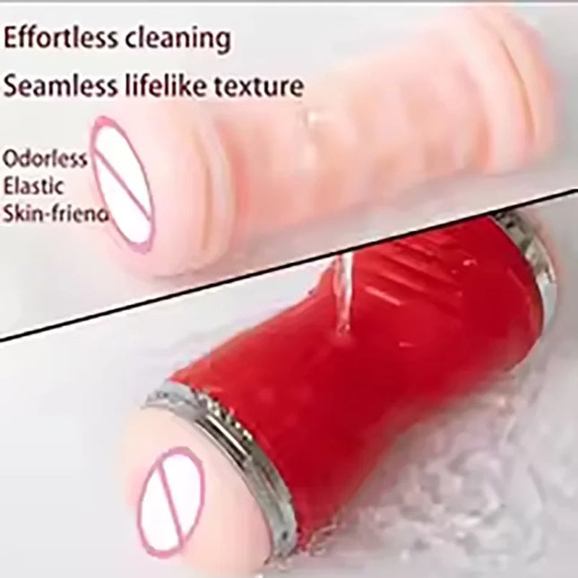 2 IN 1 Realistic Artificial Vagina for Men Masturbator Cup Deep Throat Blowjob Massager Pocket Pussy Erotic Penis Adult Sex Toys