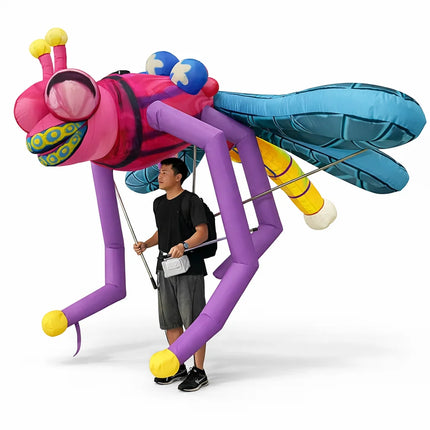 LED 3m Giant Inflatable Seahorse/Mosquito/Parrot/Chameleon Puppet Carnival Parade Walking Creative Performance Props Advertising