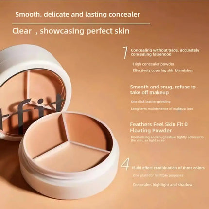 TFIT Three Color Concealer Precise Zoning Concealer Lasting Hydration Pre Makeup Lotion Invisible Pore Brightening Skin Cream