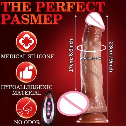 Dildo Realistic Thrusting Vibrating Dildo With Licking And Telescopic Function Ultimate G-Spot And Anal Stimulation Sex Toys 18+