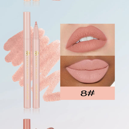 Waterproof Liquid Lip Liner, Gourd Shape Sponge Applicator for Precise Outline - Matte Long-Lasting Lip Contour Pen, Lip Tint