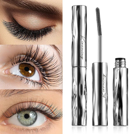 Waterproof Metallic Tube Mascara Black Silk Fiber Long Curling Non-Clumping Eyelash Extensions Spiral Makeup for Eyes
