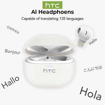 HTC NE16 Bluetooth V6 Earphones TWS in-Ear Wireless Headphones with AI Translator Long Life Noise Reduction Lightweight Earbuds