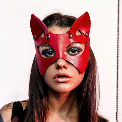 Women Sexy Leather Mask Gothic Cosplay Masquerade Ball Half Face Cat Mask BDSM Sex Games Toy Party Fancy Masks Accessories