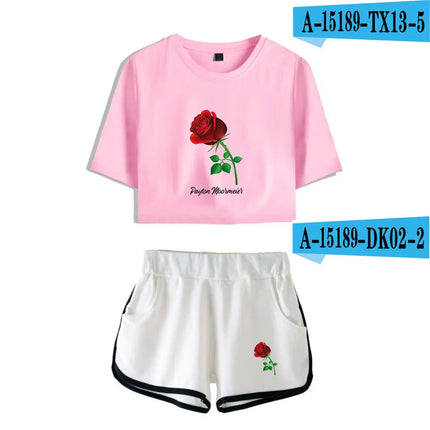 Youthful Payton Moormeier T-shirts shorts Pants Dew navel Sport Girls Short Sleeve Suits Sexy Girls Summer Two Pieces sets