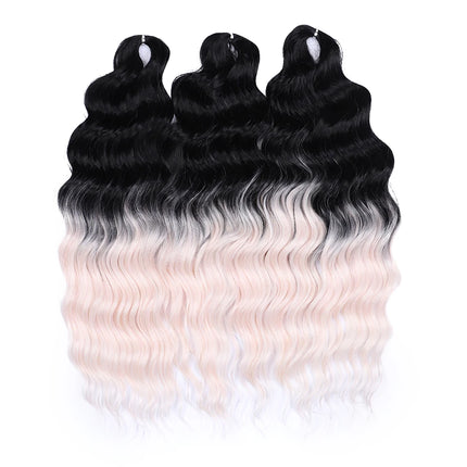 FASHION IDOL 24" 3pcs Deep Wave Curl Hair Synthetic Water Wave Braiding Hair Extensions Ombre Rainbow color Twist Crochet Hair